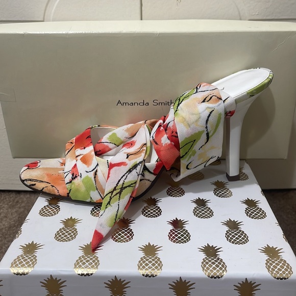 FLORAL FABRIC SELF TIE HEELS - Picture 4 of 12